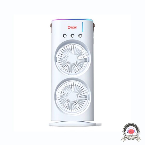 Disnie DRMF-63USB Rechargeable Double Head Portable Mini Air Cooling Mist Fan with Remote