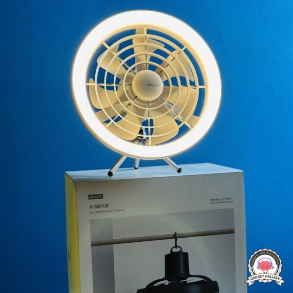 JISULIFE FA17 Rechargeable Fan with LED Ceiling Fan - White color