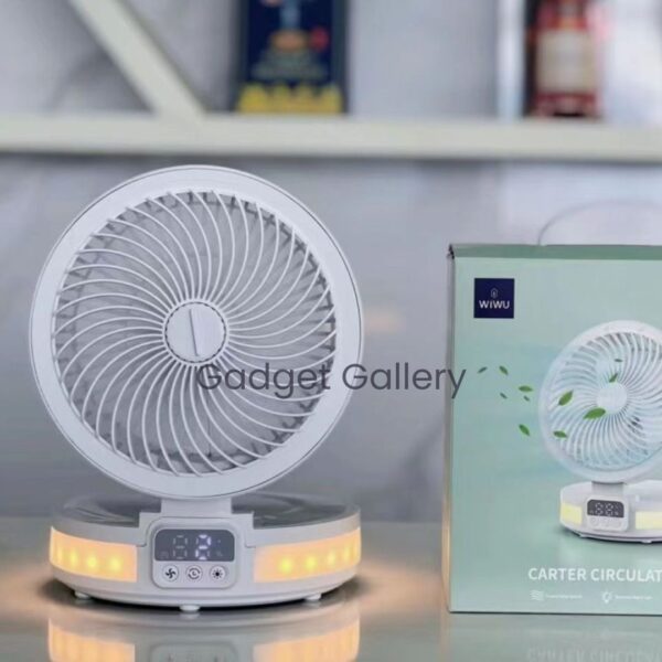 WiWu FS05 Rechargeable fan (4000mAh battery, LED Display Controll Panel)- White Color
