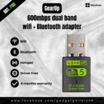 GearUP 600Mbps Dual Band WiFi Adapter + Bluetooth Adapter For Windows PC/Laptop- (Driver Free Version, WiFi Hotspot Supported, 2.4GHz + 5GHz)